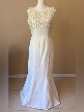 Lady Eleanor Sz 12 Ivory Pearl Sequins Beading Mermaid Cut Gown Wedding Dress